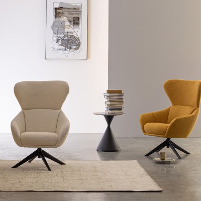 Bout de canapé rond D50 en céramique pied central en métal EZE - HELLIN