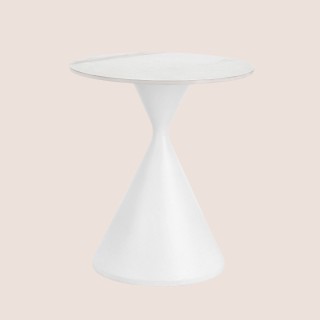 Bout de canapé rond D50 en céramique pied central en métal EZE - HELLIN