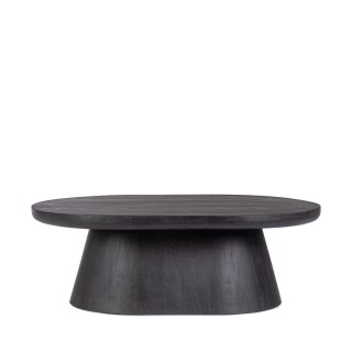 Table basse ovale en bois de manguier noir pied central L90 NADI - HELLIN