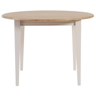 Table ronde extensible en chêne/grège 4/6 places D105 pieds fuseau VICTORIA - HELLIN