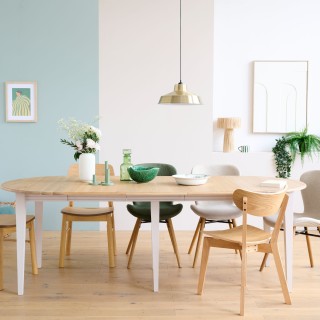 Lot de 2 allonges bois/grège table ronde D105 pieds fuseau VICTORIA - HELLIN