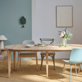 Lot de 2 allonges bois blanchi table ronde D105 pieds fuseau VICTORIA - HELLIN