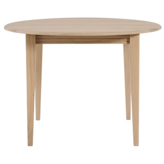 Table ronde extensible chêne blanchi 4/6 places D105 pieds fuseau VICTORIA - HELLIN