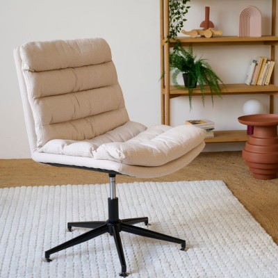 Fauteuil contemporain pivotant beige avec pied central VIEL - HELLIN
