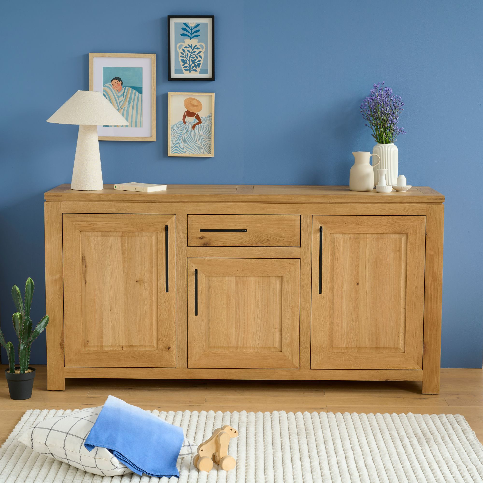 Pangshiyuan Buffet En Chêne Noir Avec 3 Portes, Espace De