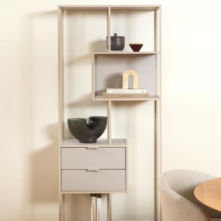 Bibliothèque scandinave en métal grège 2 tiroirs 4 étagères BARRY - HELLIN