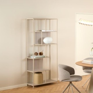 Bibliothèque scandinave en métal grège 5 tablettes BARRY - HELLIN