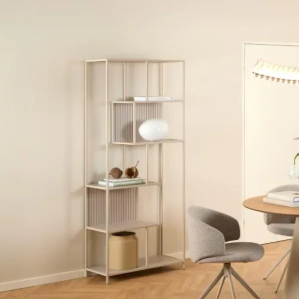 Bibliothèque scandinave en métal grège 5 tablettes BARRY - HELLIN