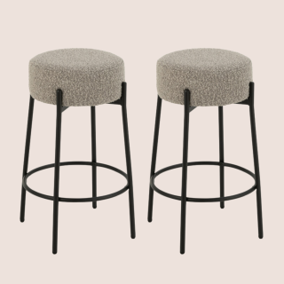 Tabourets de bar en métal noir et bouclette (lot de 2) GERDA - HELLIN