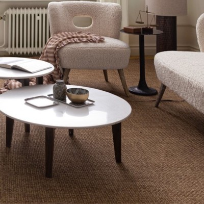 Table basse ronde vintage en manguier et marbre blanc D60 BLANY - HELLIN