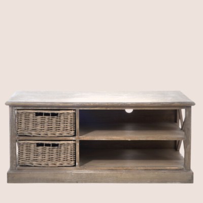 Petit meuble tv bas fabriqué en bois Korg - Hellin