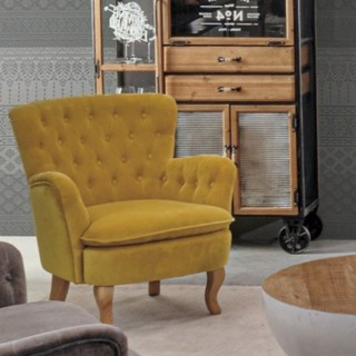 Fauteuil en bois et tissu SHERLOCK - Hellin