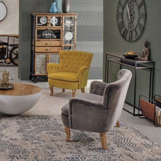 Fauteuil en bois et tissu SHERLOCK - Hellin