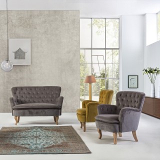 Fauteuil en bois et tissu SHERLOCK - Hellin