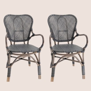 Fauteuil bistrot en rotin : plusieurs coloris / lot de 2 | Hellin