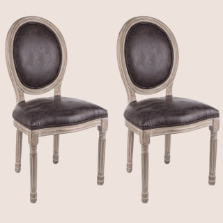 Chaise baroque en bois et tissu : 2 coloris | Hellin