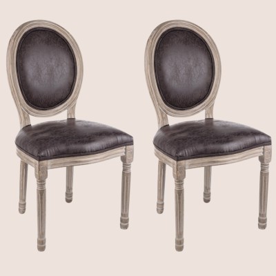 Chaise baroque en bois et tissu : 2 coloris | Hellin