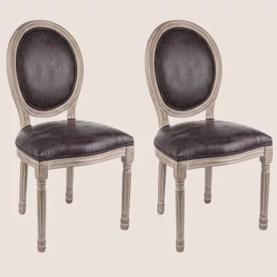 Chaise baroque en bois et tissu : 2 coloris | Hellin