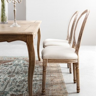 Chaise baroque en bois et tissu : 2 coloris | Hellin