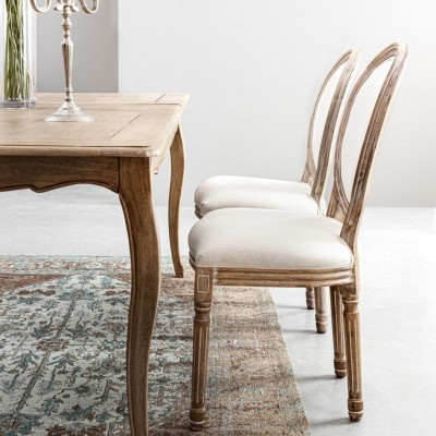 Chaise baroque en bois et tissu : 2 coloris | Hellin