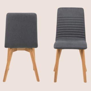 Chaise bois de chêne et assise tissu coloré : lot de 2 | Hellin