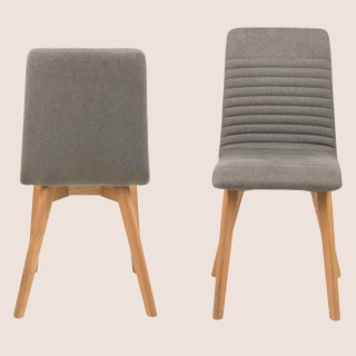 Chaise bois de chêne et assise tissu coloré : lot de 2 | Hellin