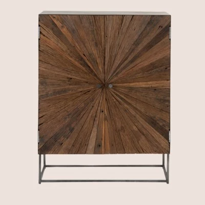 Armoire 2 portes en bois brut et métal - Hellin