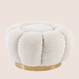Pouf en tissu bouclé en forme de fleur D65 - HELLIN