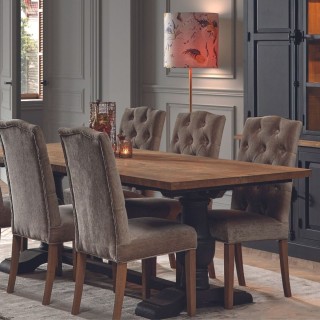 Table à manger en bois massif teck recyclé pour recevoir jusqu'à 12 personnes