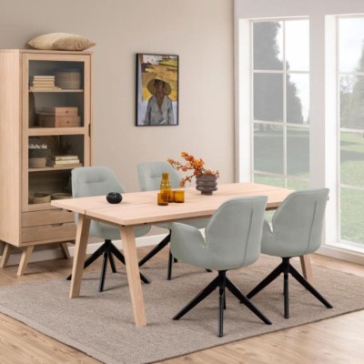 Table à manger rectangulaire en bois blanchi L200 ALISIA - HELLIN