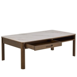 Table basse rectangulaire en céramique et chêne fumé SIMONE - HELLIN