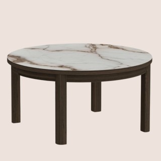 Table basse ronde en céramique et chêne fumé D90 SIMONE - HELLIN