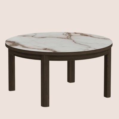 Table basse ronde en céramique et chêne fumé D90 SIMONE - HELLIN