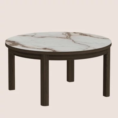 Table basse ronde en céramique et chêne fumé D90 SIMONE - HELLIN