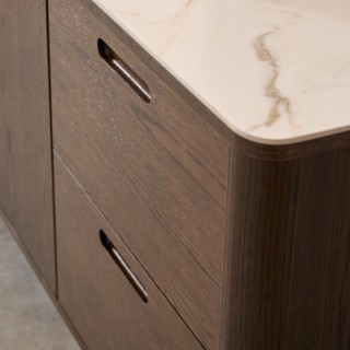 Buffet de salle à manger chêne fumé et céramique L160 SIMONE - HELLIN