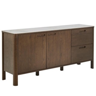 Buffet de salle à manger chêne fumé et céramique L160 SIMONE - HELLIN