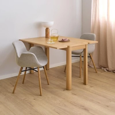 Table rectangulaire à volets chêne clair 2/4 places L120 MILA - HELLIN