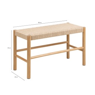 Bout de lit en bois et assise tressée L80 THEO - HELLIN