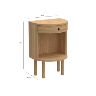 Table de chevet demi-cercle 1 tiroir 1 niche MACON - HELLIN