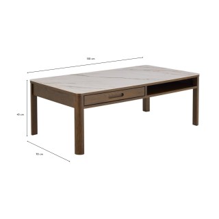 Table basse rectangulaire en céramique et chêne fumé SIMONE - HELLIN