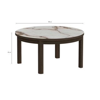 Table basse ronde en céramique et chêne fumé D90 SIMONE - HELLIN