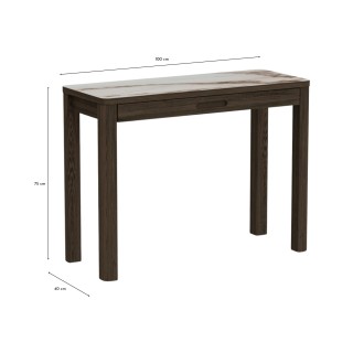 Console rectangulaire en céramique et chêne fumé L100 SIMONE - HELLIN
