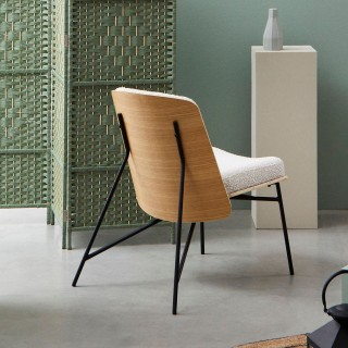 Fauteuil contemporain en bois et tissu bouclette EMERICK - HELLIN