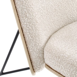 Fauteuil contemporain en bois et tissu bouclette EMERICK - HELLIN