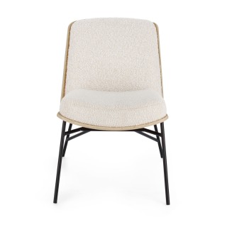 Fauteuil contemporain en bois et tissu bouclette EMERICK - HELLIN
