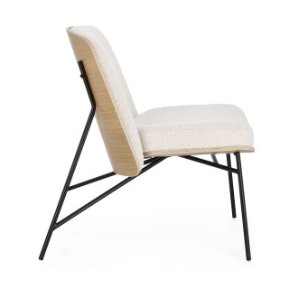 Fauteuil contemporain en bois et tissu bouclette EMERICK - HELLIN