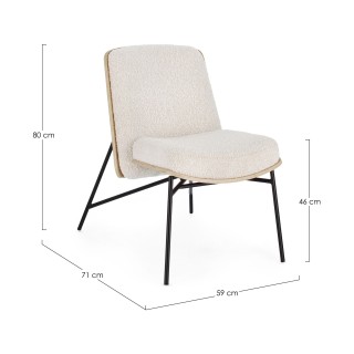 Fauteuil contemporain en bois et tissu bouclette EMERICK - HELLIN