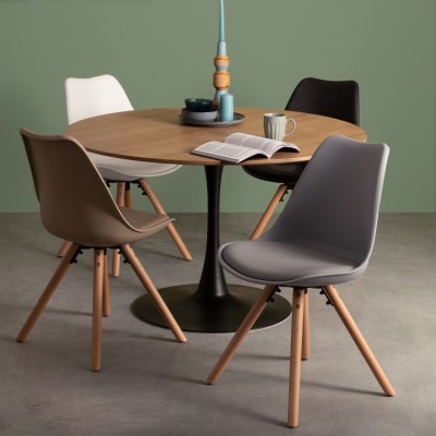 Table à manger ronde tulipe en métal noir L120 BLOSSOM 4 places - HELLIN