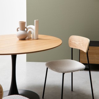 Table à manger ronde tulipe en métal noir L120 BLOSSOM 4 places - HELLIN