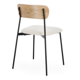 Chaises design en métal/bois et bouclette ivoire (lot de 2) EMY - HELLIN